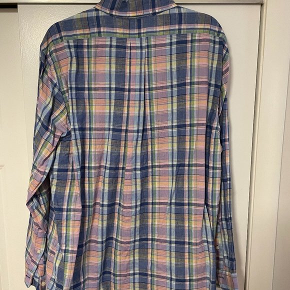 Brooks Brothers Plaid Button-Down Long Sleeve Shirt- Blue and Pink - Picture 2 of 4